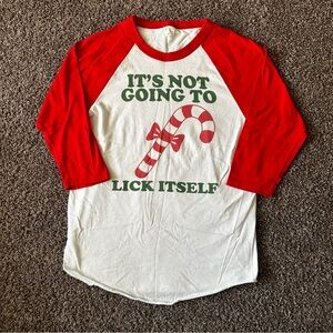 Vintage Holiday “Its Not Going To Lick Itself” Candy Cane Graphic Shirt Size L